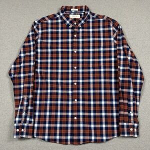 Hawker Rye Regular Fit Country Orange Plaid Button Up‎ Shirt Mens L Oxford